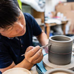Jin Eui Kim at work in his studio 2019